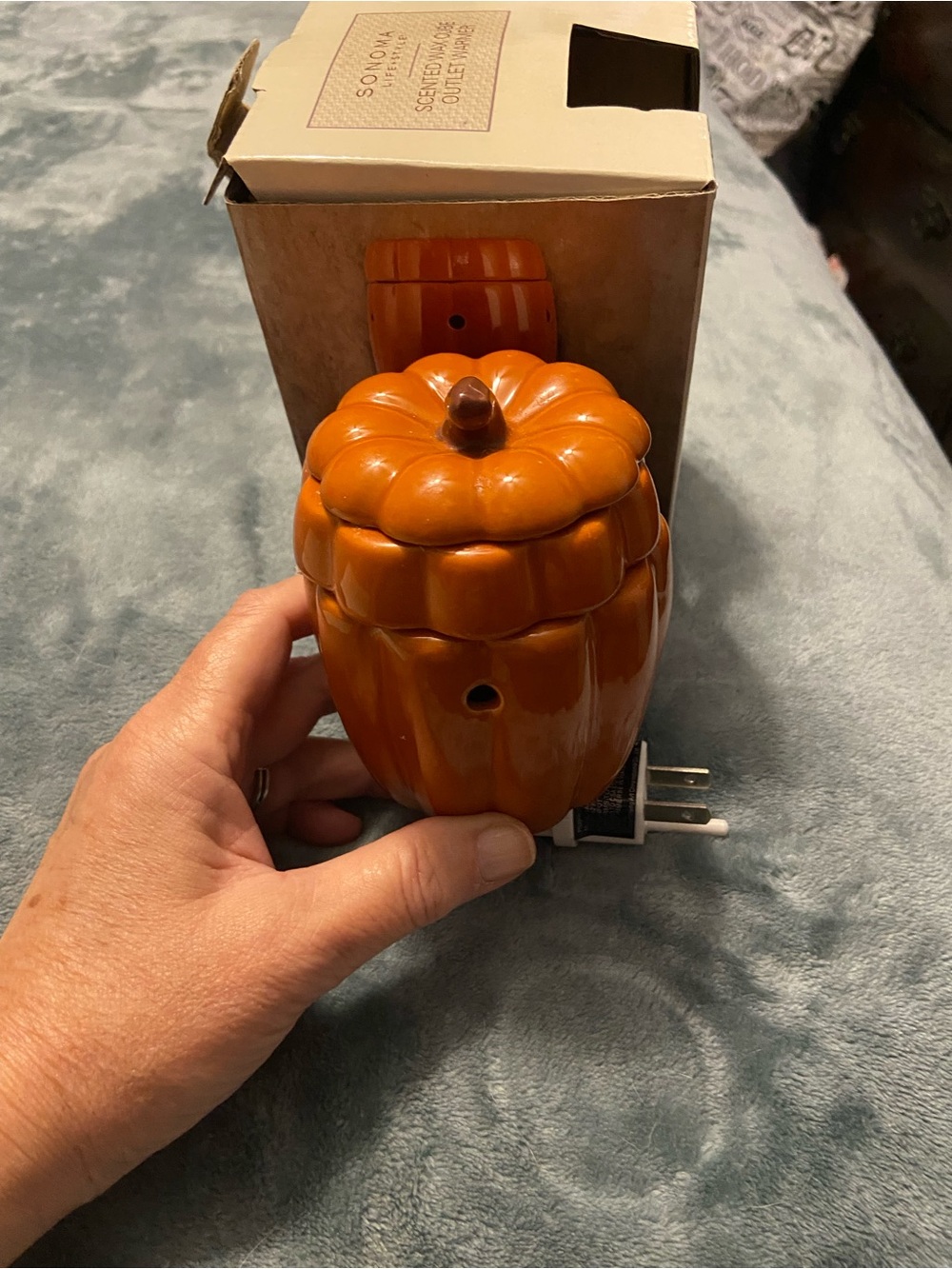 Sonoma Ceramic Pumpkin Plug-In Warmer in Orange